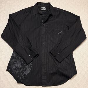 Vintage 90’s Billabong Shirt Mens XL Black Striped Slim Classic fit Button-Up